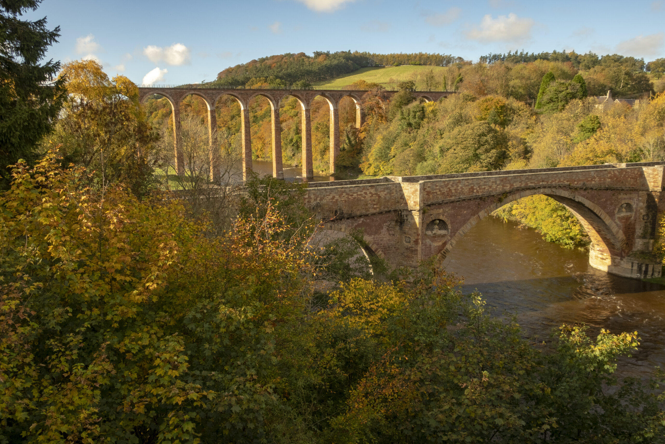 Leaderfoot Viaduct, The Leaderfoot Viaduct, South of Scotland, viaduct, River Tweed, rail, train,